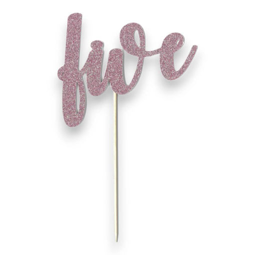 Picture of FIVE CAKE TOPPER PINK GLITTER
